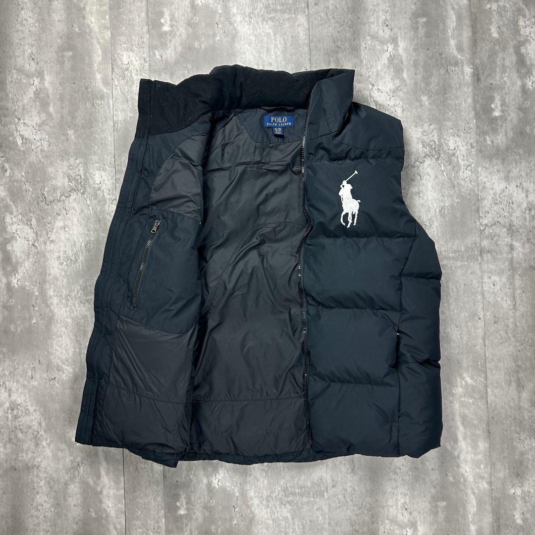ラルフローレン 刺繍ロゴ ダウンベスト ブラック 着用メンズM-L相当 6232