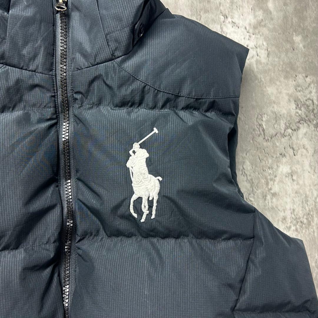 ラルフローレン 刺繍ロゴ ダウンベスト ブラック 着用メンズM-L相当 6232