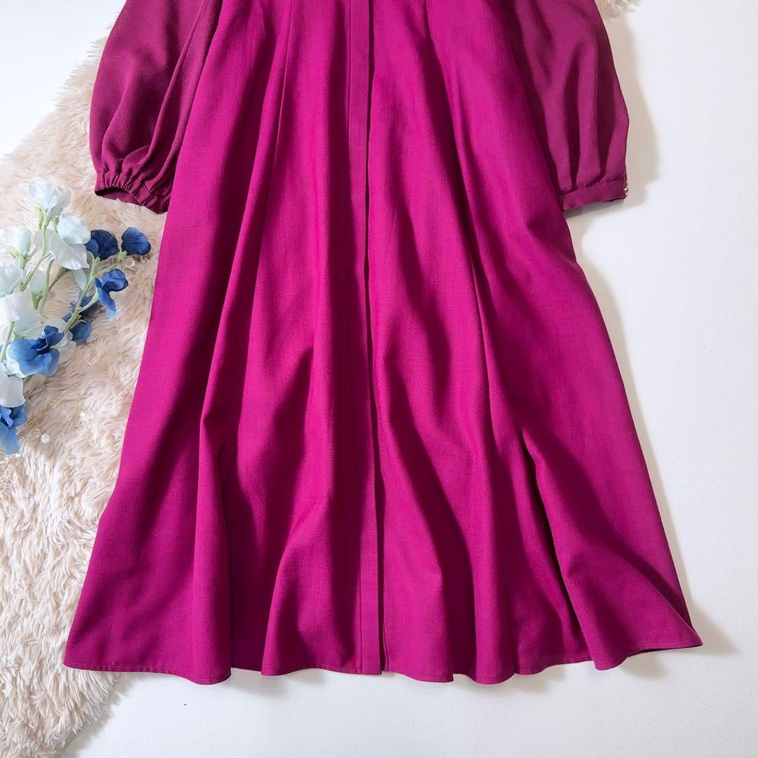 美品ꕥアナイ 現行品 シアーコンビフレア ワンピース ペチコート付 前開き