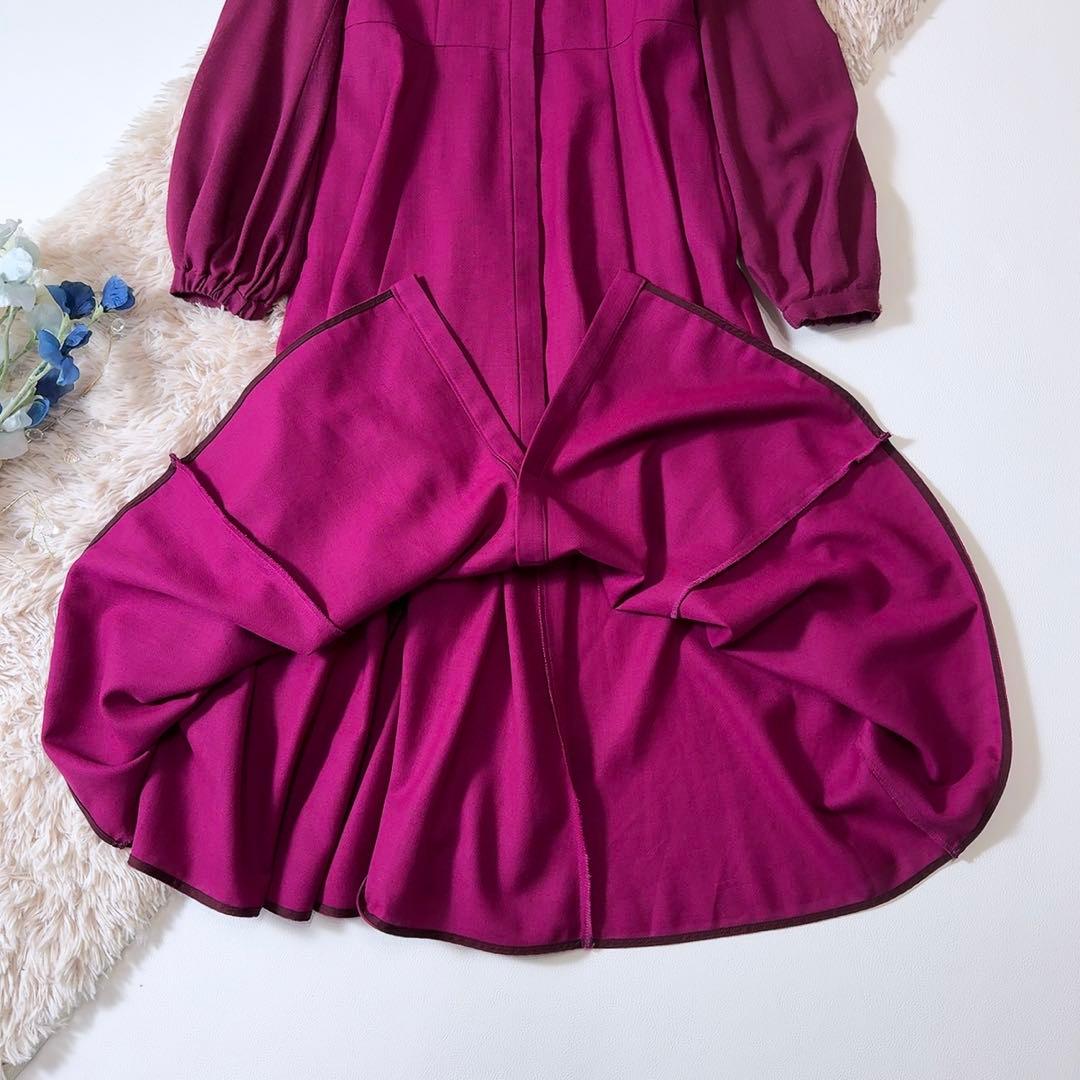 美品ꕥアナイ 現行品 シアーコンビフレア ワンピース ペチコート付 前開き