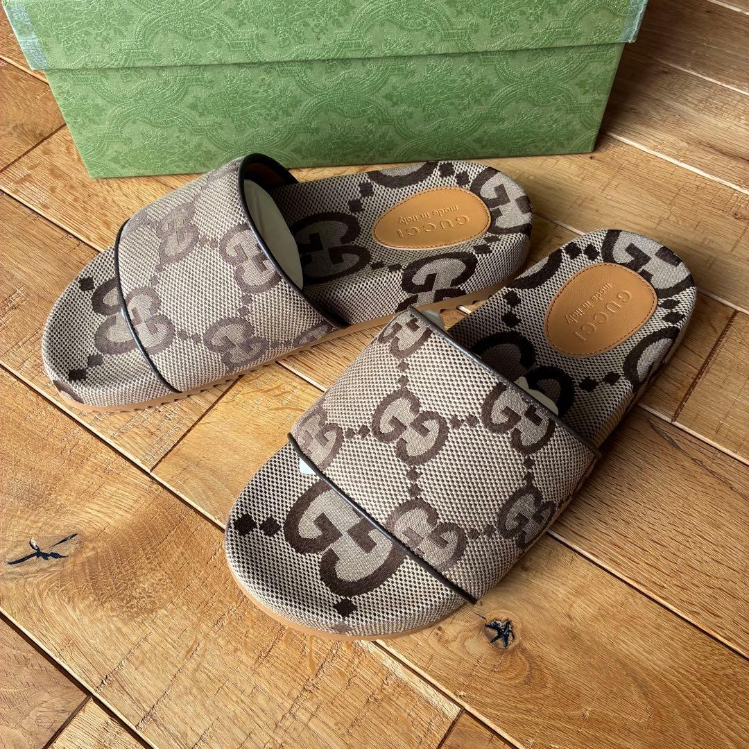 GUCCI ビックロゴ サンダル 美中古 8 グッチ 箱付 プラットホーム