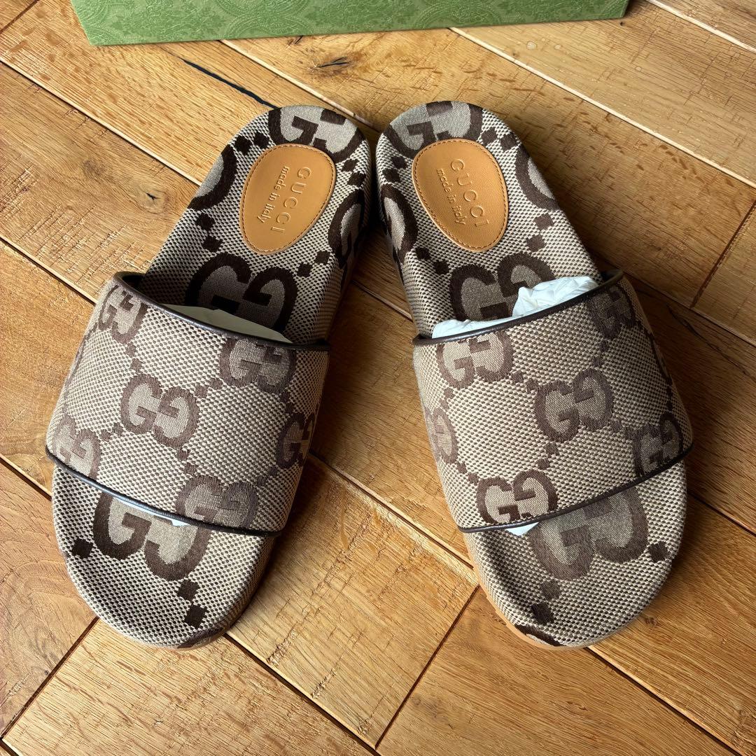 GUCCI ビックロゴ サンダル 美中古 8 グッチ 箱付 プラットホーム