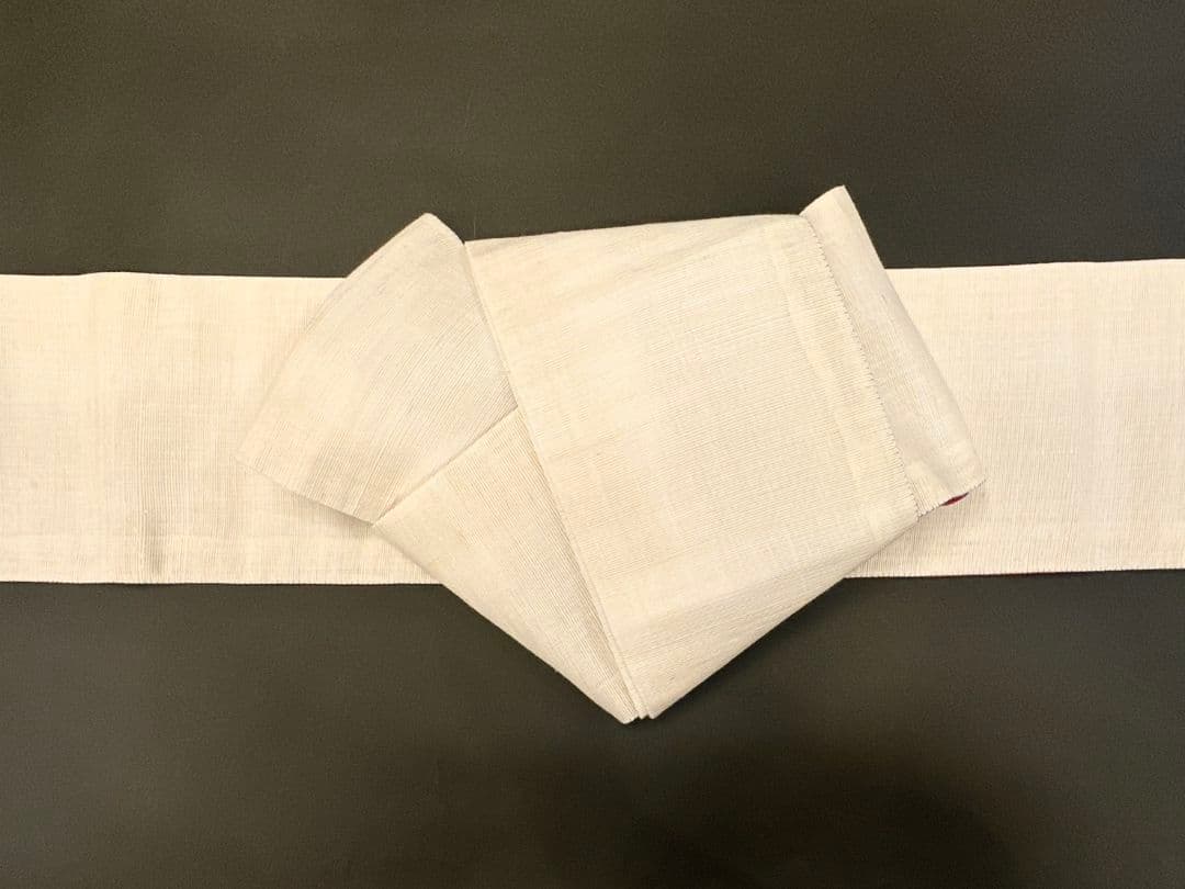 【衿秀・半幅帯】本麻ぼかし リバーシブル 半巾帯 葡萄色×生成り色 生平麻