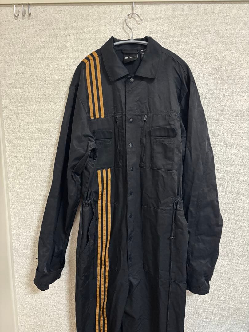 【希少】adidas ジャンプスーツ オーバーオール 黒