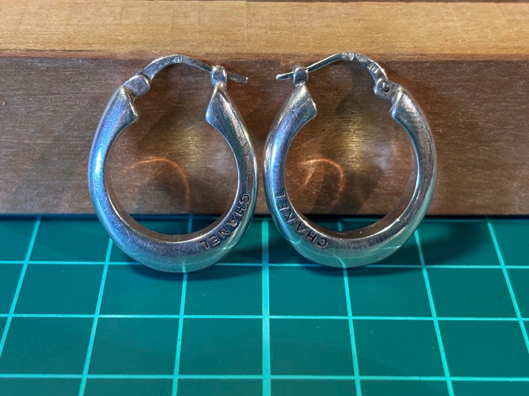 CHANEL シャネル ヴィンテージ フープ ピアス/925 両耳用 シルバー