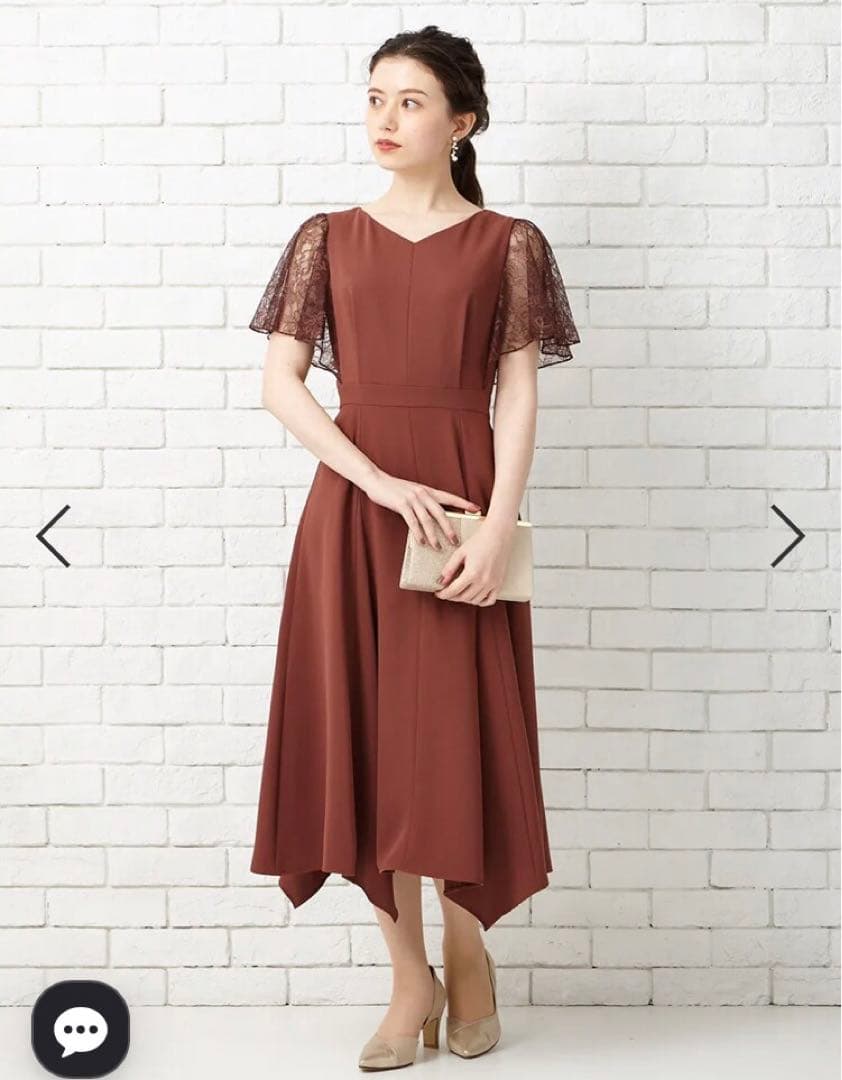 Aimer エメ　イレギュラーヘム・ミモレ丈ドレス パーティードレス　イエベ秋