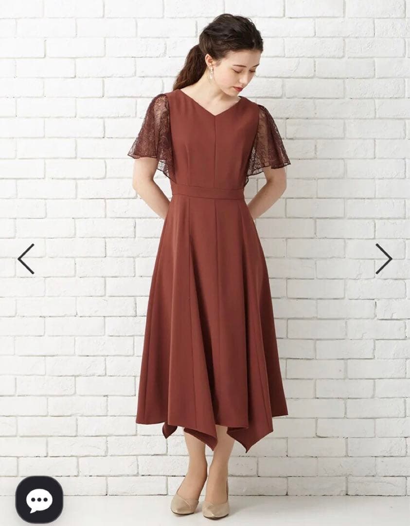 Aimer エメ　イレギュラーヘム・ミモレ丈ドレス パーティードレス　イエベ秋