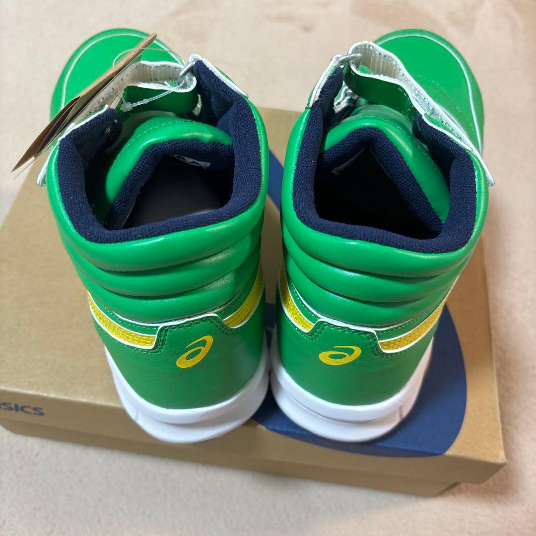 新品　未使用　asics 緑 マジックテープ 安全靴