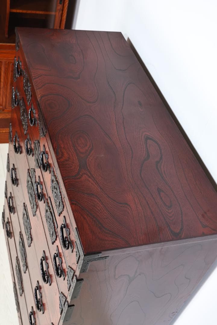 のりりん　 民芸家具　岩谷堂 箪笥　南部鉄金具　桐紋　中桐六段　重厚