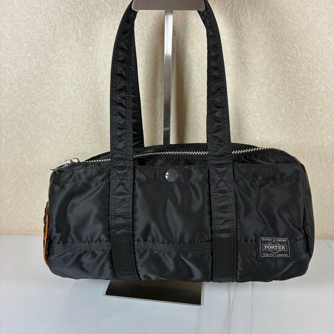 [未使用級] PORTER タンカー ドラムバッグ ミニボストン ブラック