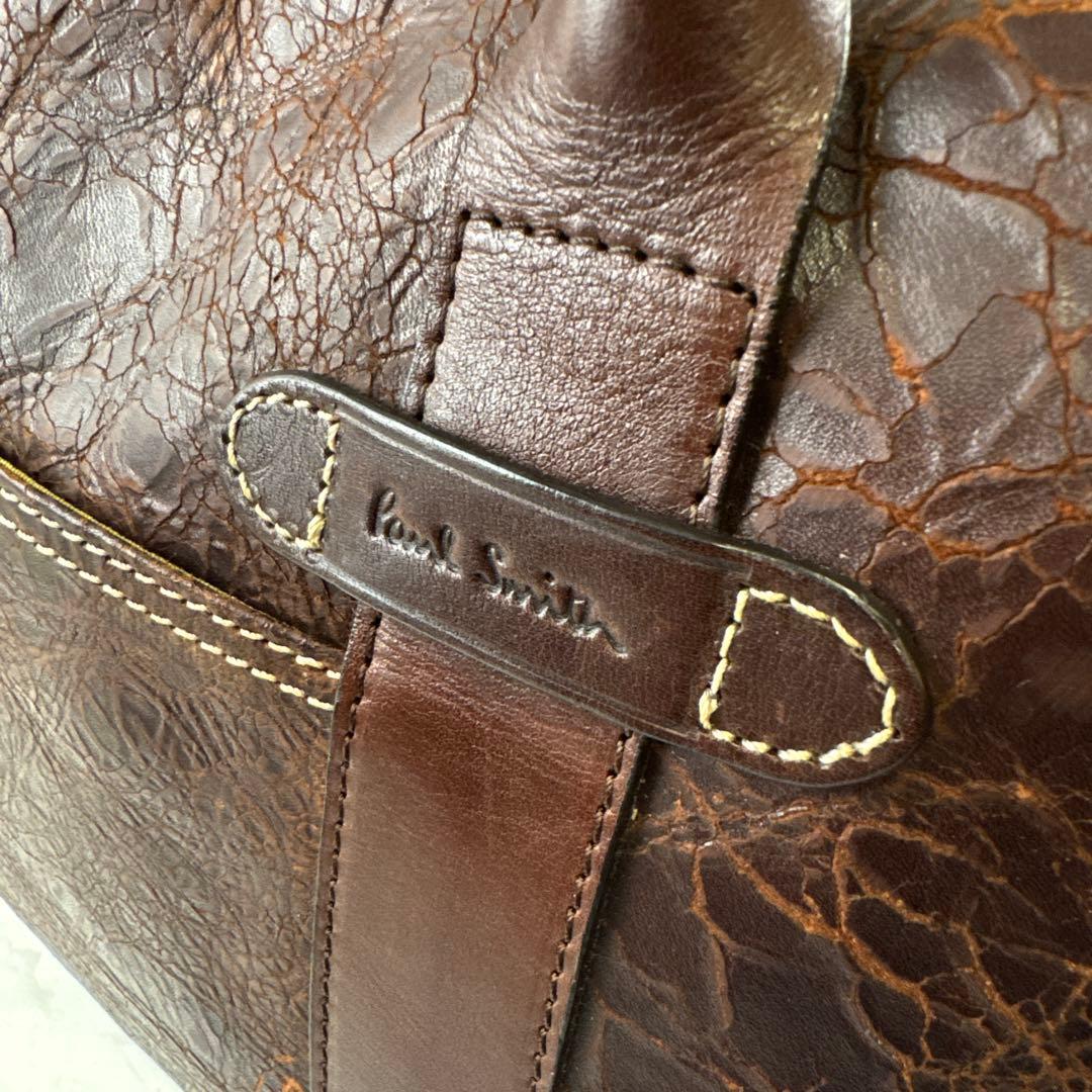 Paul Smith ポールスミス 本革 クラックレザー ボストンバッグ