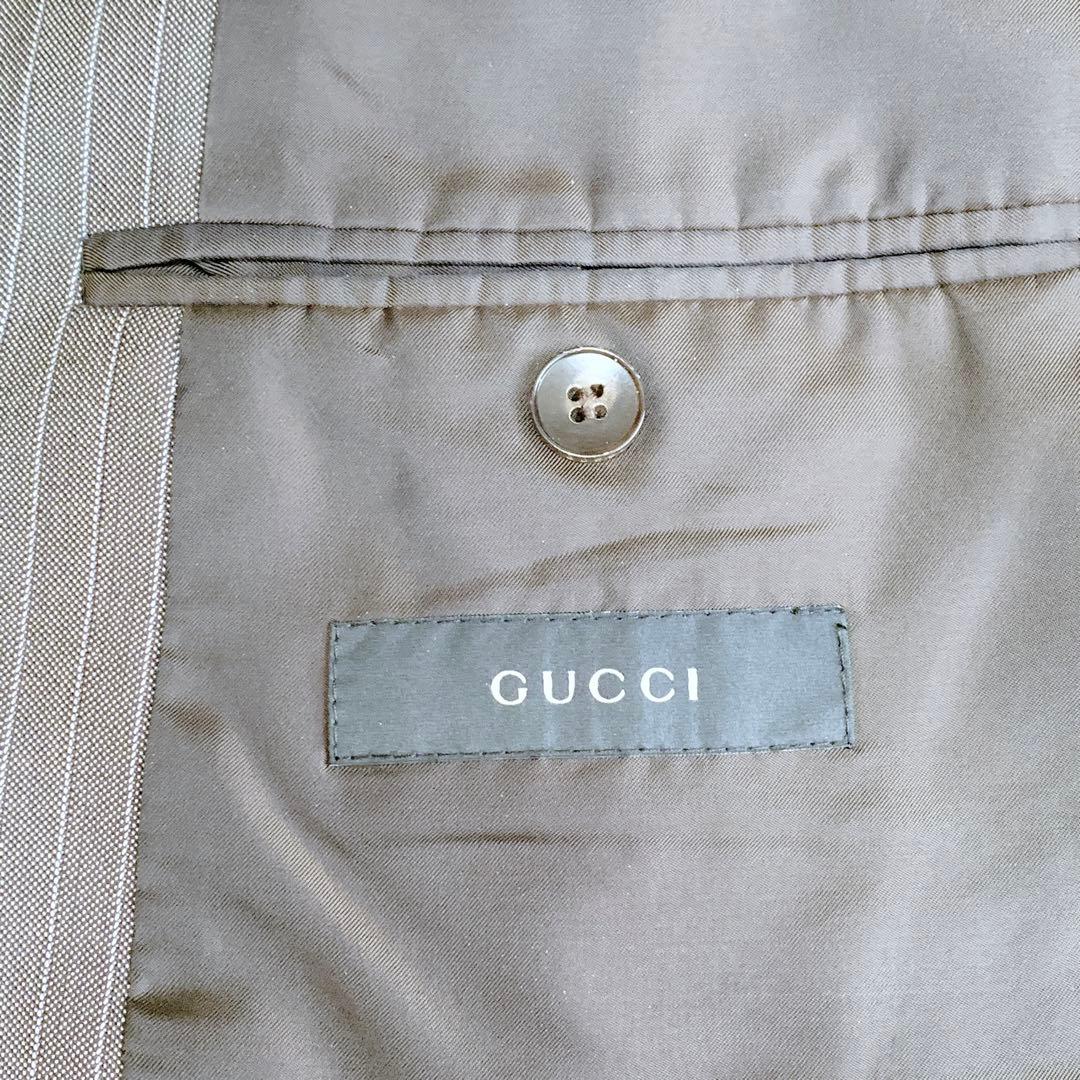 【ヨッシー】ほぼ未使用 グッチ シルク混 ピンストライプスーツ