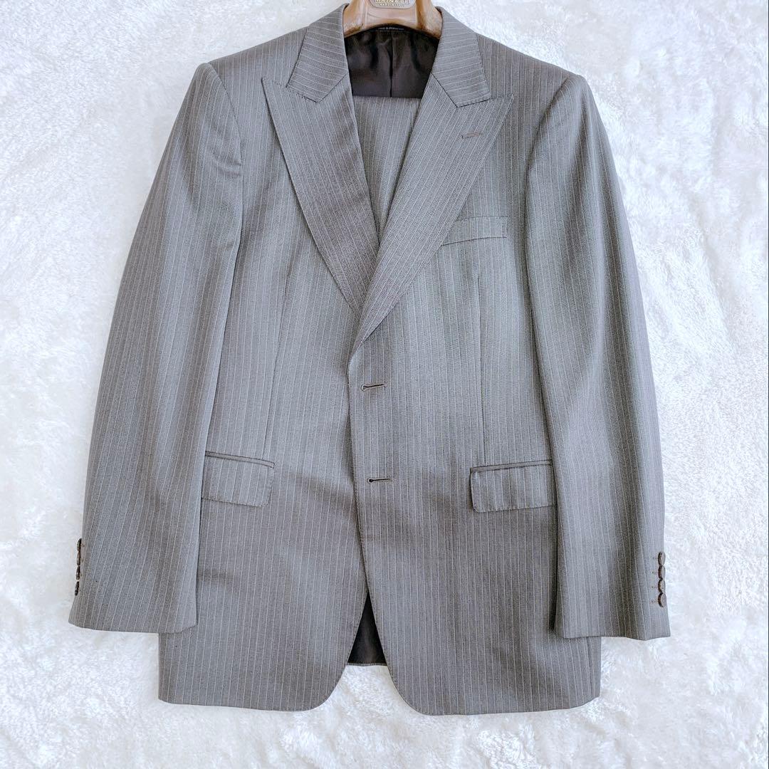 【ヨッシー】ほぼ未使用 グッチ シルク混 ピンストライプスーツ