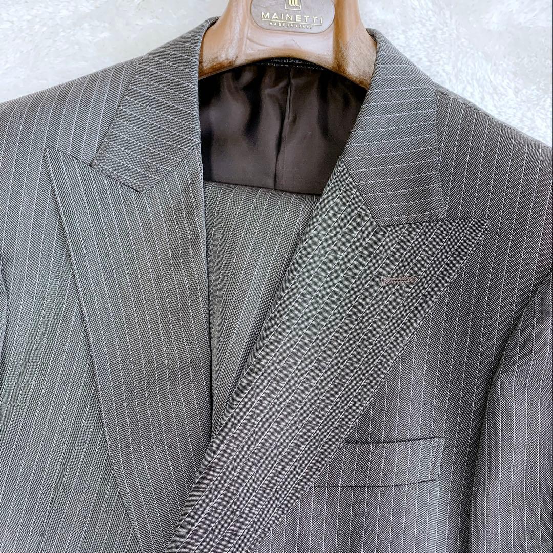 【ヨッシー】ほぼ未使用 グッチ シルク混 ピンストライプスーツ