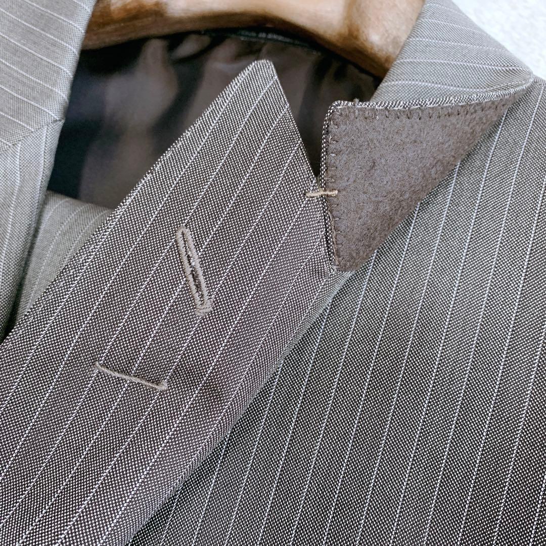 【ヨッシー】ほぼ未使用 グッチ シルク混 ピンストライプスーツ