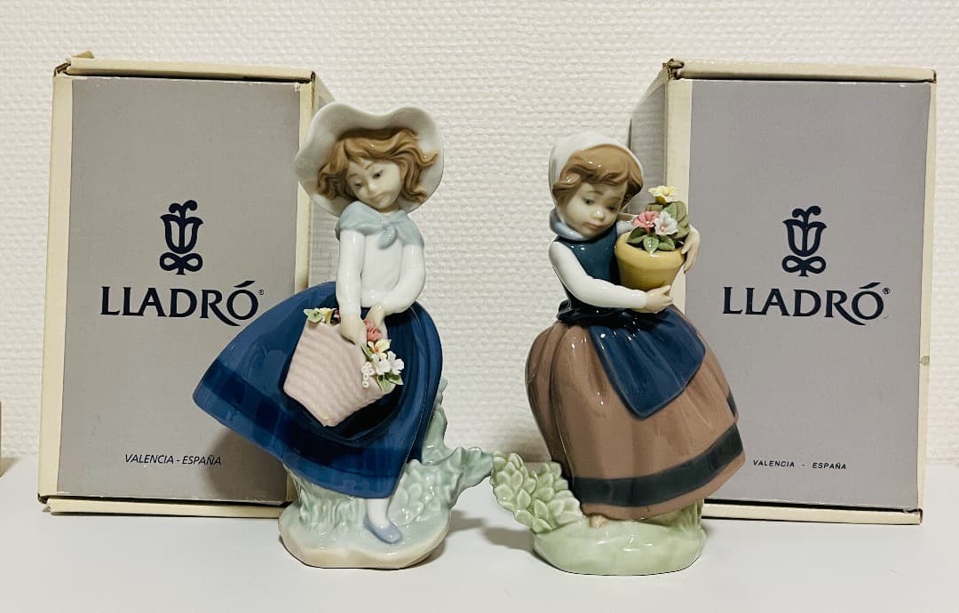 【美品】LLADROリアドロ「きれいな花ばかり」「花を持つ美少女」