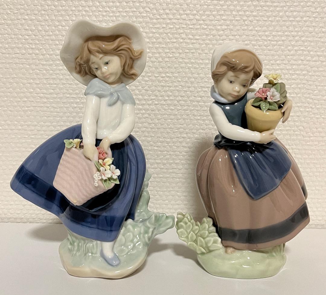 【美品】LLADROリアドロ「きれいな花ばかり」「花を持つ美少女」