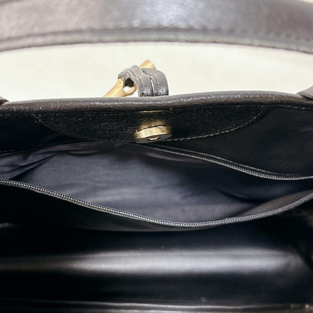 未使用に近い 極美品 LONGCHAMP ロゾ レザー トートバッグ 黒