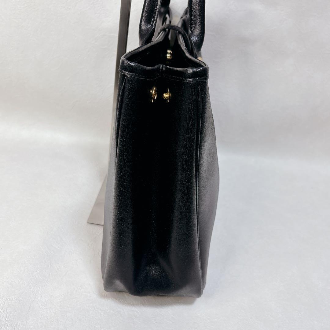 未使用に近い 極美品 LONGCHAMP ロゾ レザー トートバッグ 黒