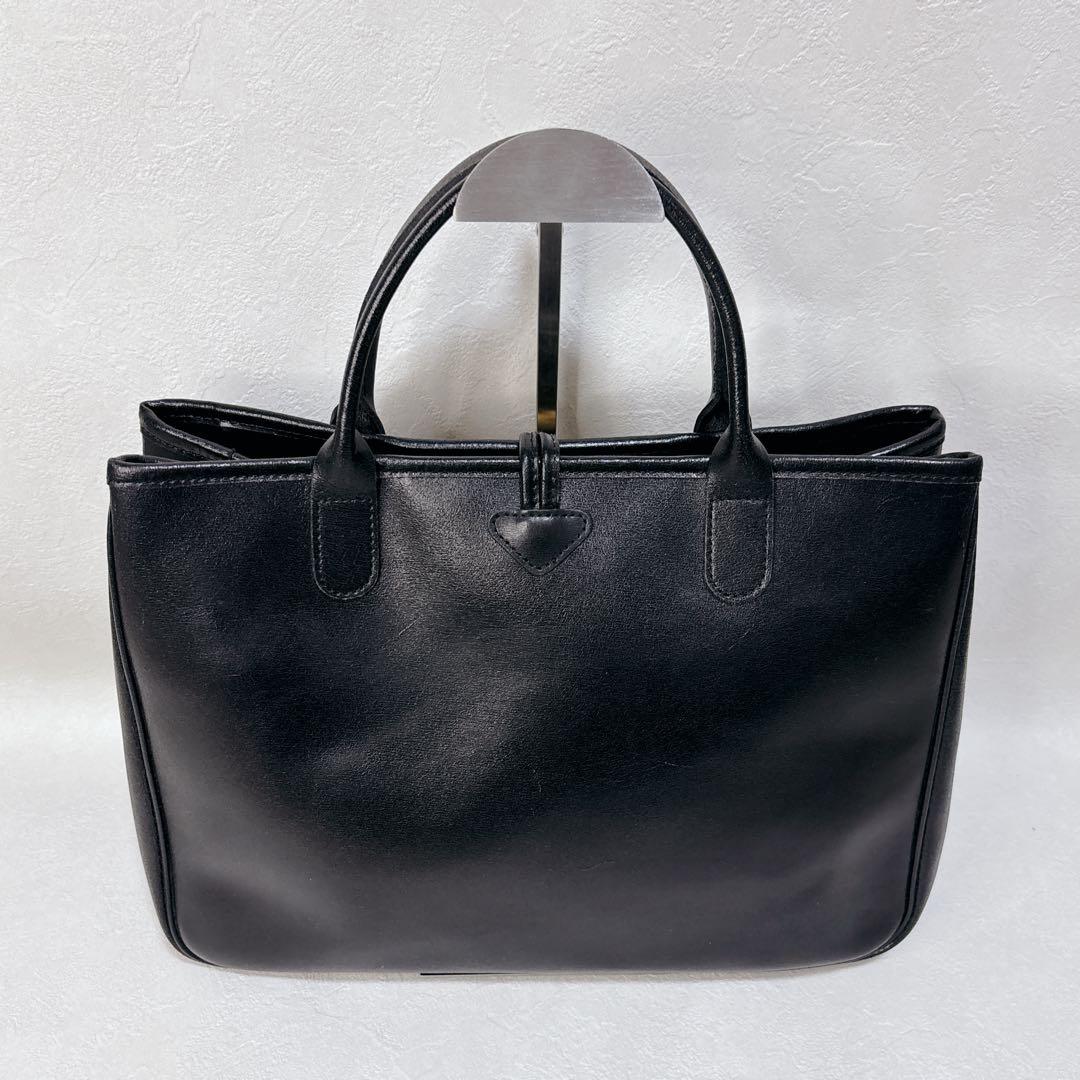 未使用に近い 極美品 LONGCHAMP ロゾ レザー トートバッグ 黒