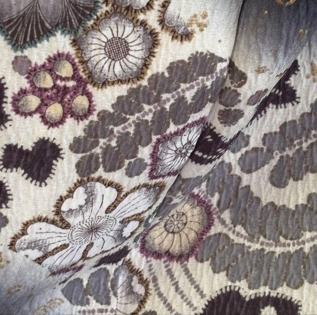 C- 408▲tall size 正絹　黒地　辻ヶ花付け下げ訪問着　丈168cm