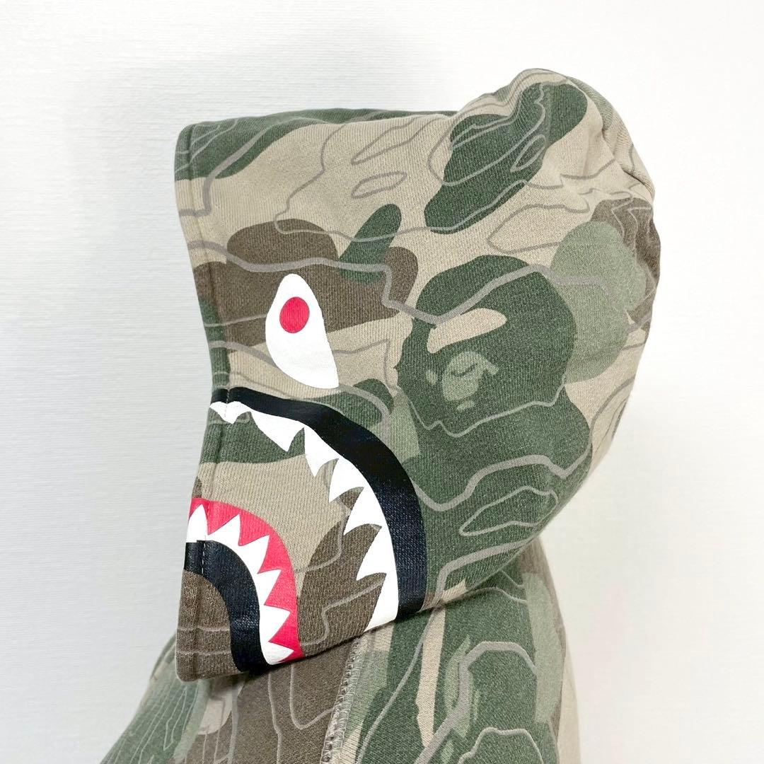 y2k❤️ A BATHING APE カモ柄 シャーク ジップパーカー