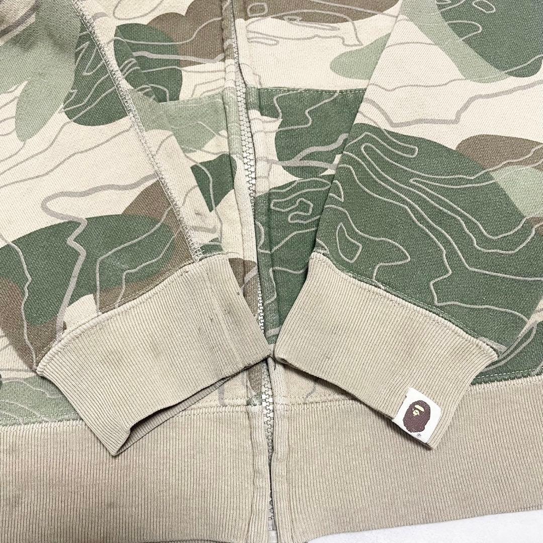 y2k❤️ A BATHING APE カモ柄 シャーク ジップパーカー
