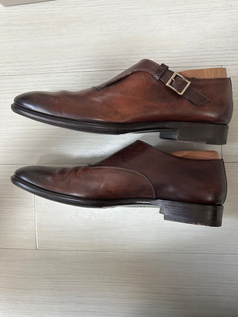 【美品】Santoni 7 ブラウン モンクストラップシューズ　サントーニ