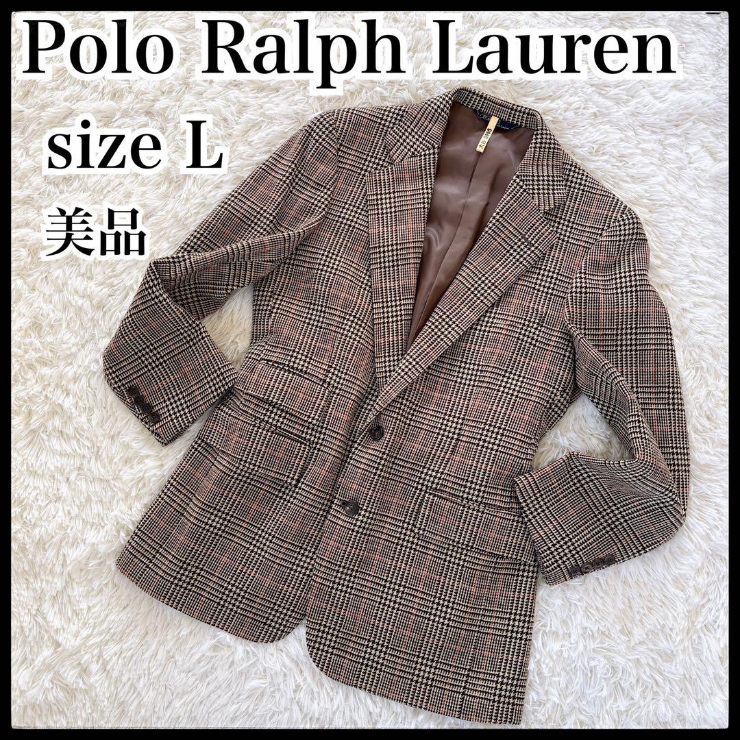ポロ　ラルフローレン　テーラードジャケット　上着　L メンズ　美品　スーツ　千鳥