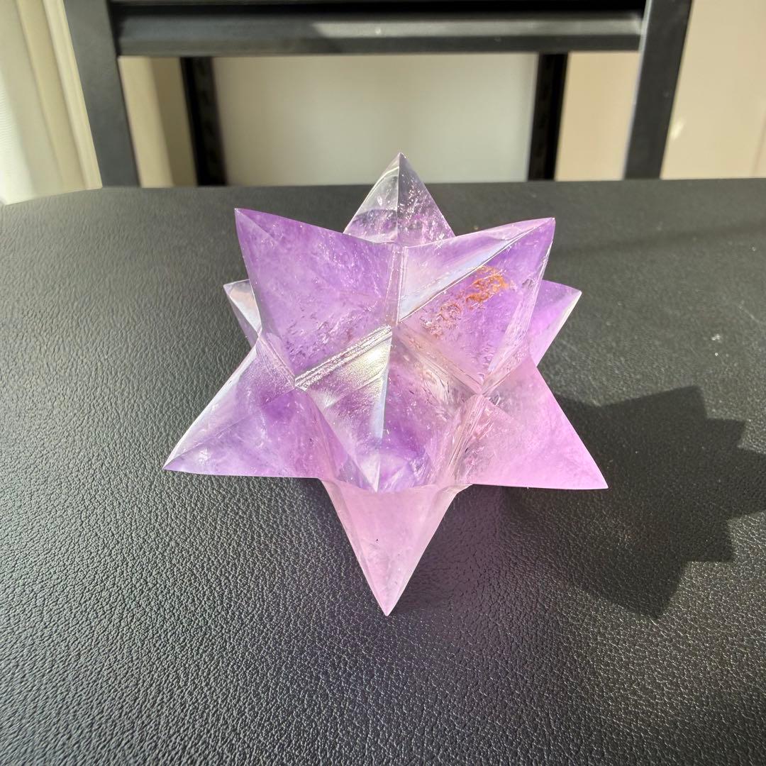 天然石アメジストのマカバスター　アスデロイド　置物　彫物NO.020914