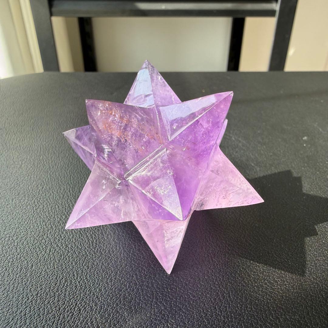 天然石アメジストのマカバスター　アスデロイド　置物　彫物NO.020914