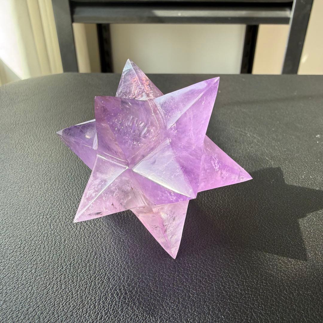 天然石アメジストのマカバスター　アスデロイド　置物　彫物NO.020914