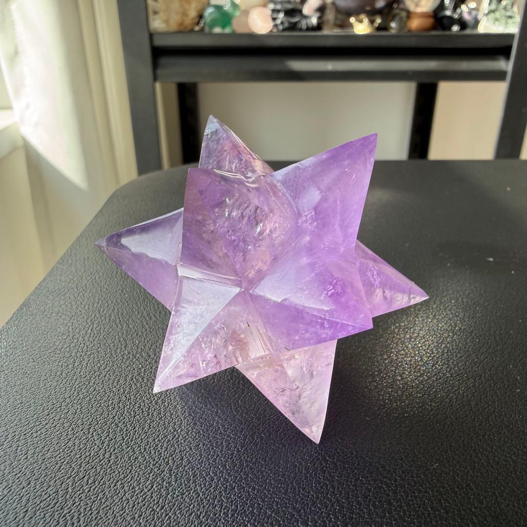 天然石アメジストのマカバスター　アスデロイド　置物　彫物NO.020914