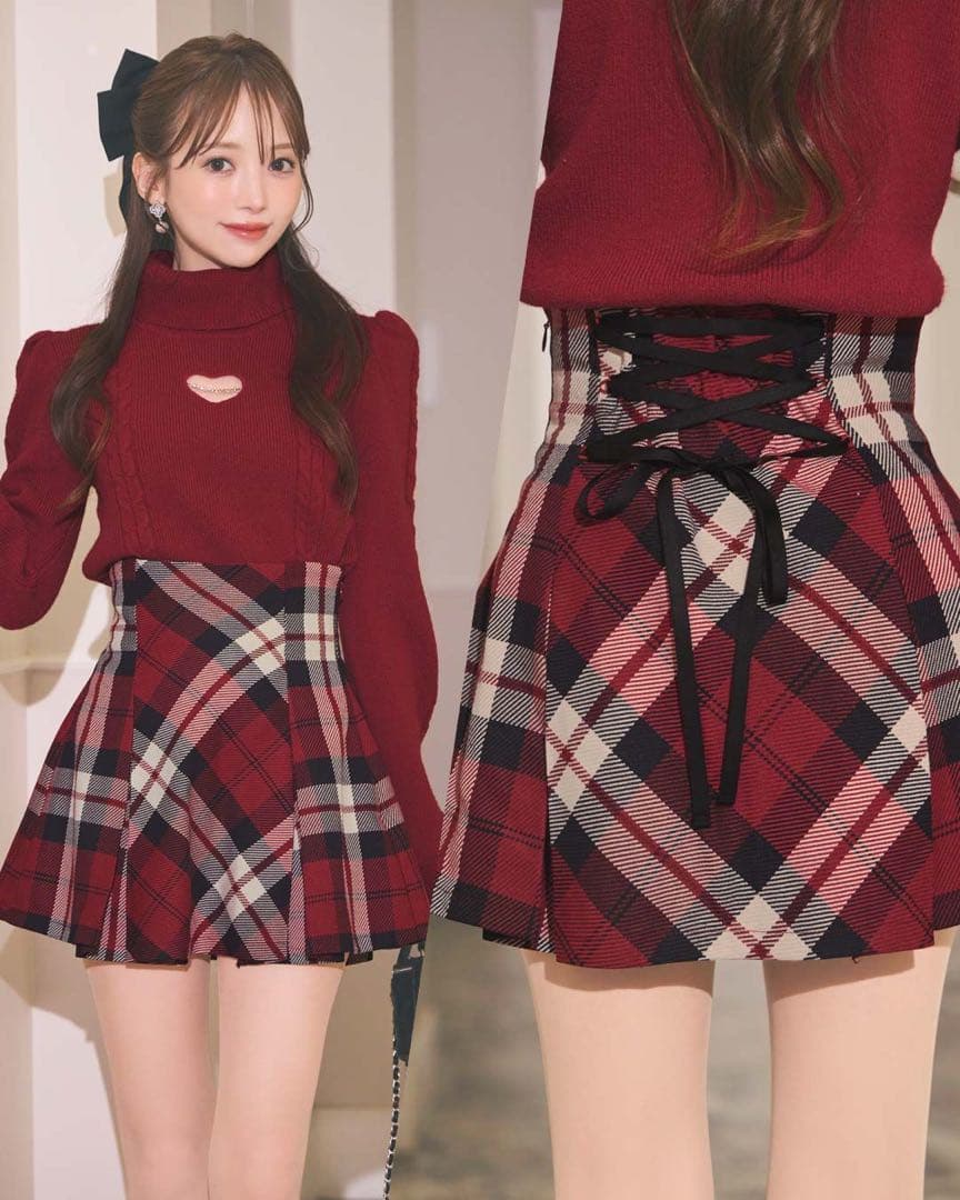 ミシェルマカロン フレアチェックスカート