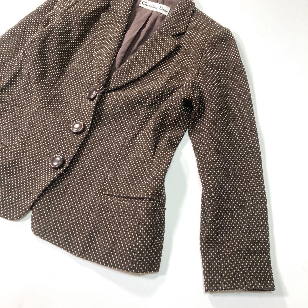 クリスチャンディオール Dior テーラードジャケット ドット ウール