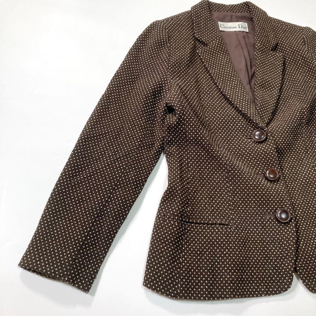 クリスチャンディオール Dior テーラードジャケット ドット ウール