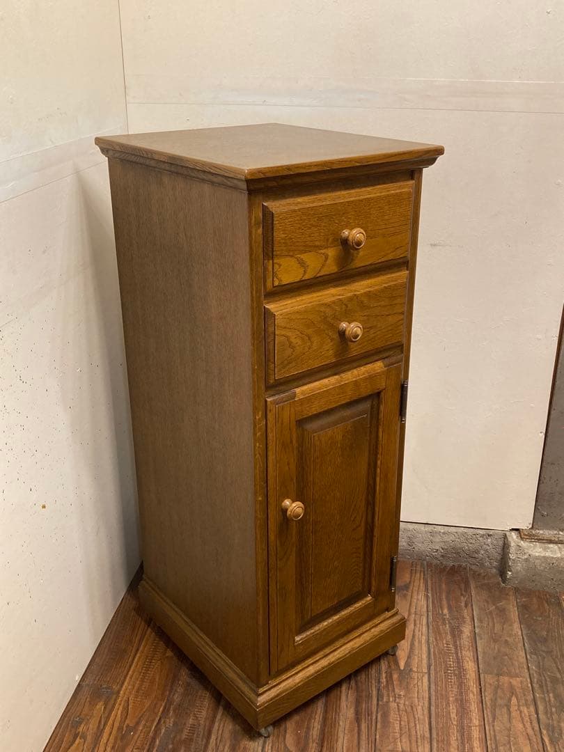 葉山家具 葉山ガーデン オーク材 スリムキャビネット キャスター付 花台 電話台