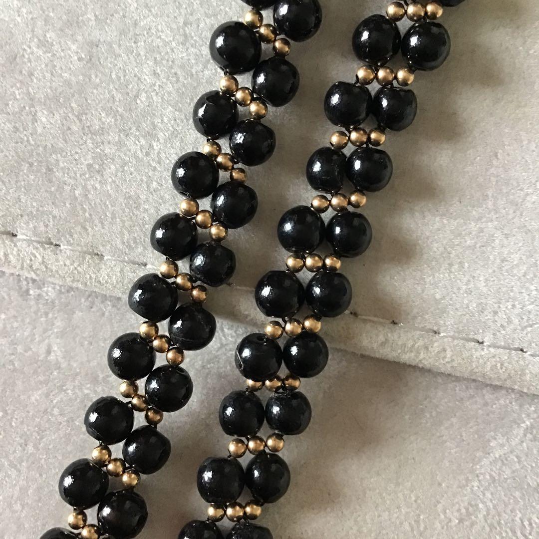 ブラック珊瑚ネックレス　サンゴ　黒　k14 S22