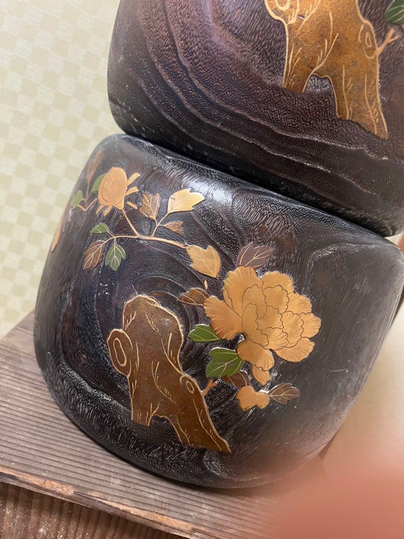 専用です　旧家蔵出し　蒔絵火鉢　一対　供箱
