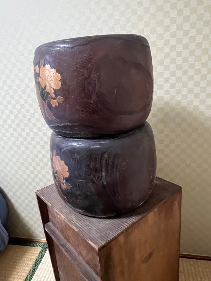 専用です　旧家蔵出し　蒔絵火鉢　一対　供箱