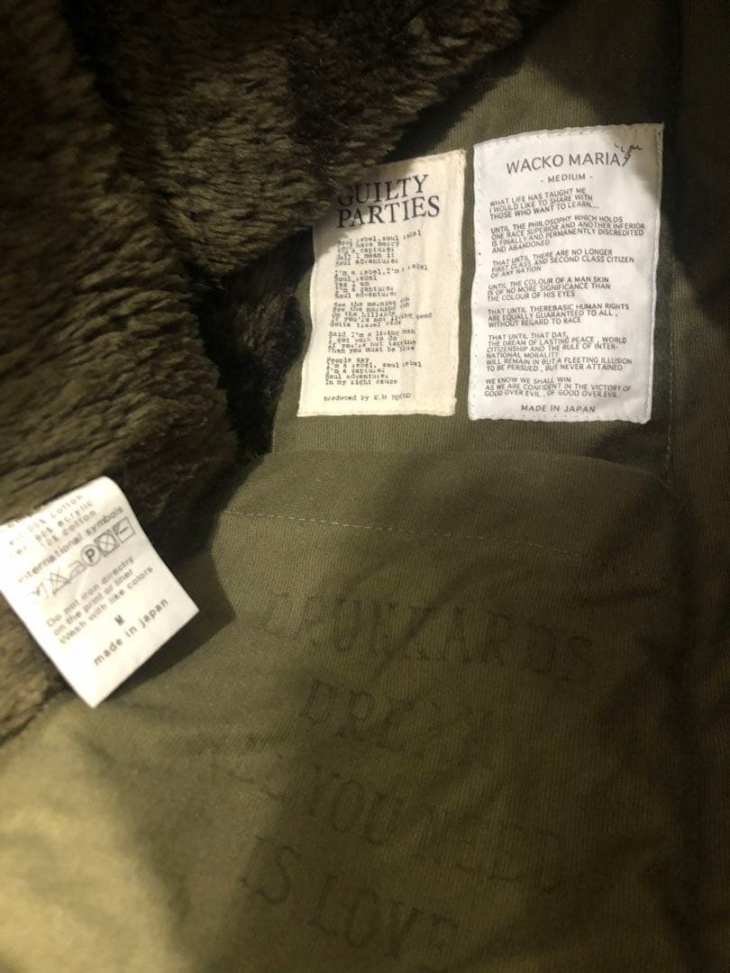 WACKO MARIA/ワコマリア デッキジャケット M オリーブ 襟レザー