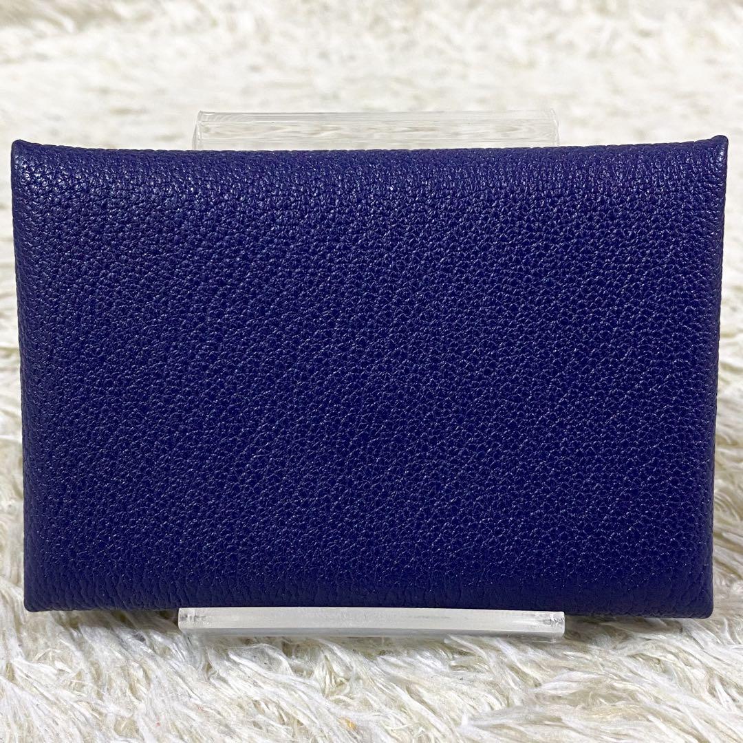 【未使用】エルメス 名刺入れ カルヴィ ヴェルソ ネイビー D刻印 メンズ