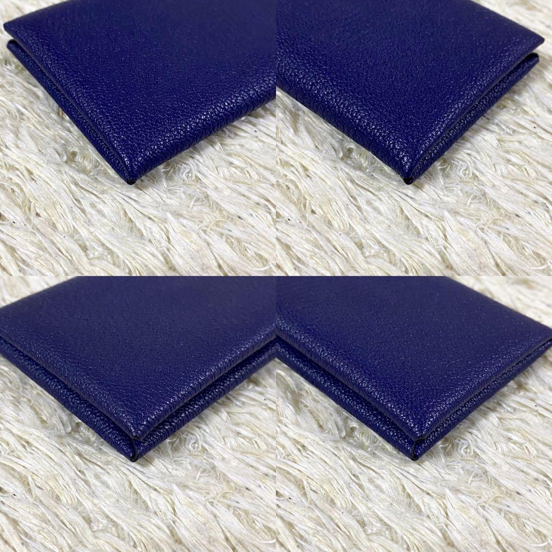 【未使用】エルメス 名刺入れ カルヴィ ヴェルソ ネイビー D刻印 メンズ