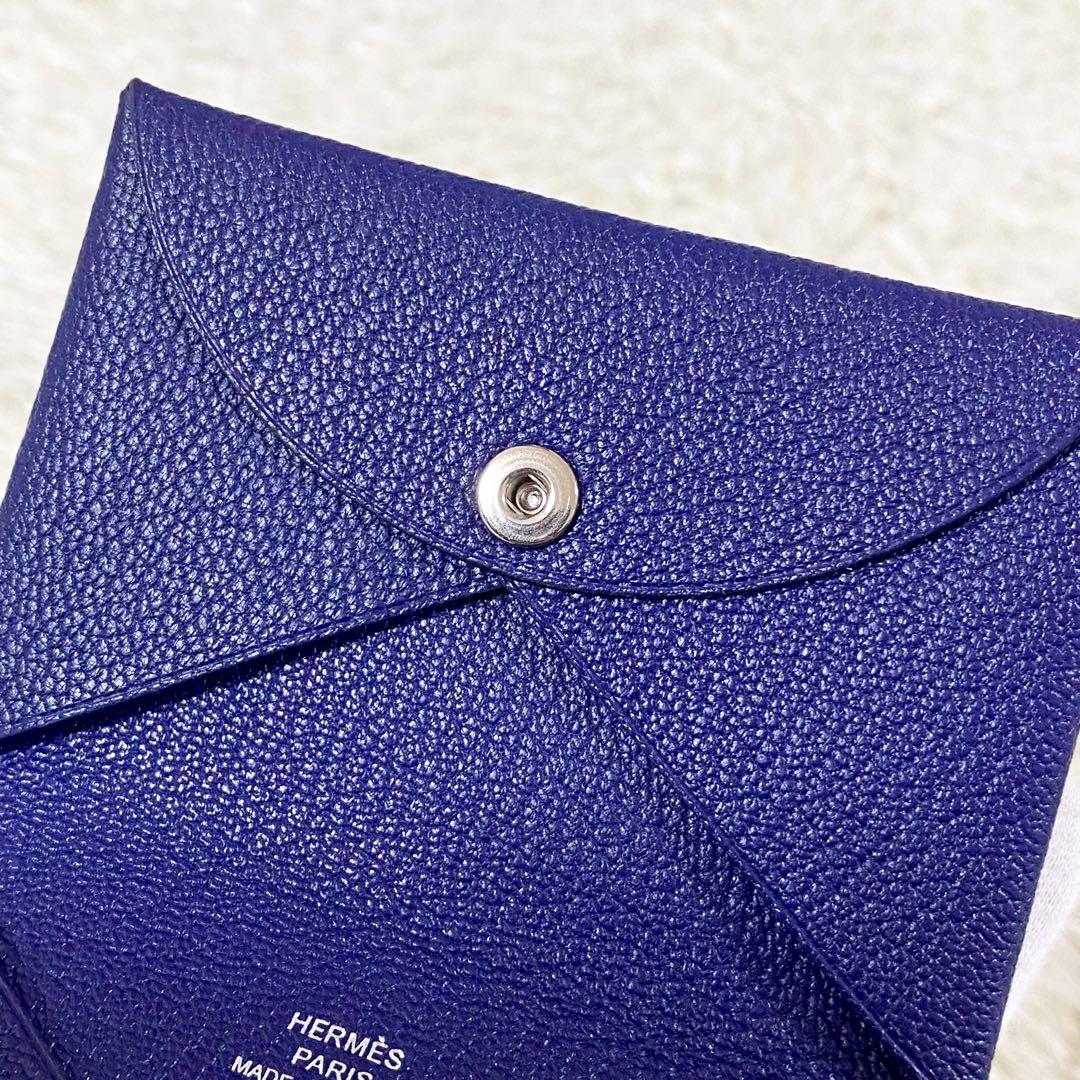 【未使用】エルメス 名刺入れ カルヴィ ヴェルソ ネイビー D刻印 メンズ