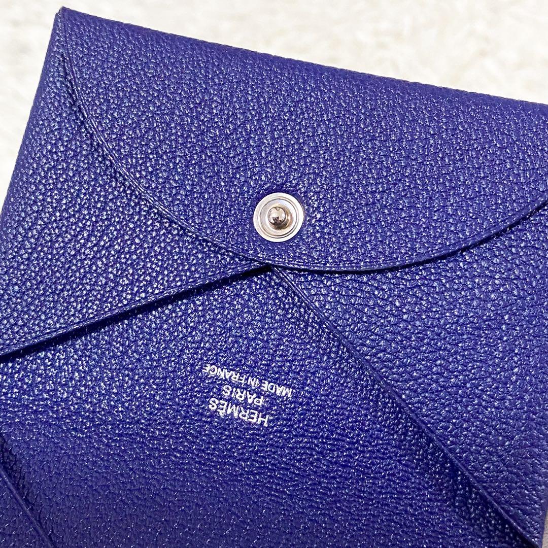【未使用】エルメス 名刺入れ カルヴィ ヴェルソ ネイビー D刻印 メンズ