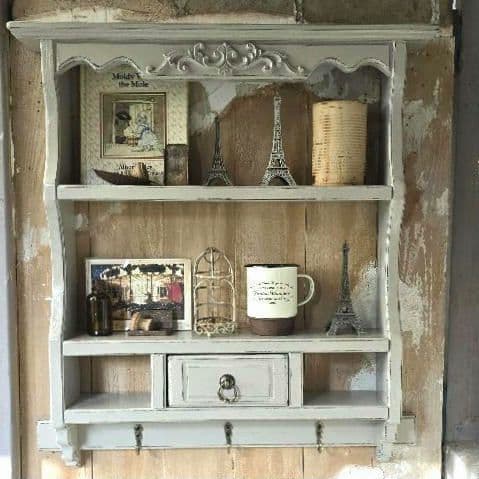 フレンチアンティークシャビー壁掛けシェルフ　ワイド542 モール ベージュ