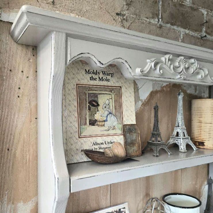 フレンチアンティークシャビー壁掛けシェルフ　ワイド542 モール ベージュ