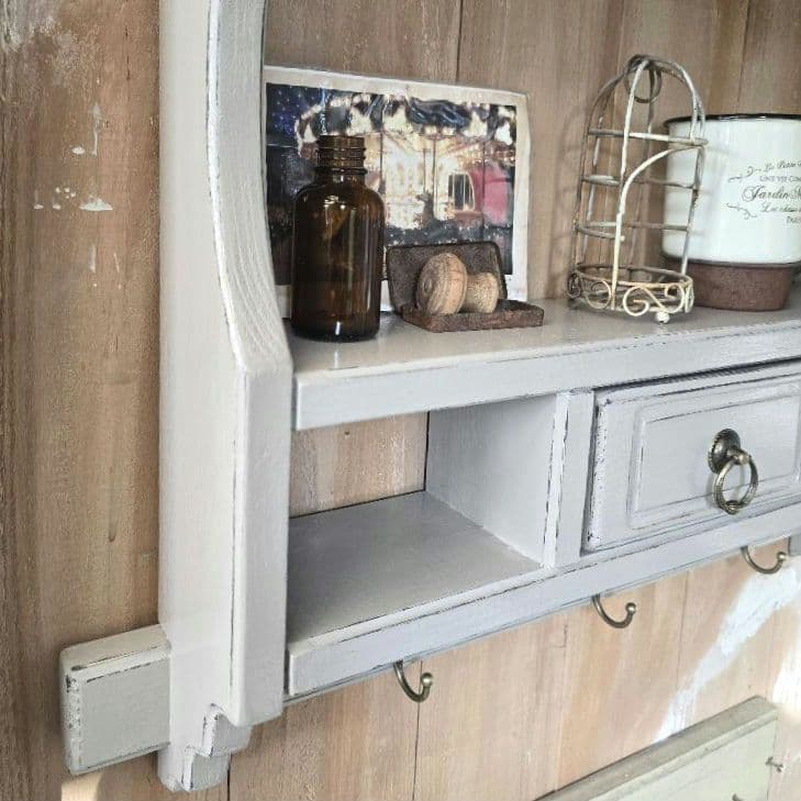 フレンチアンティークシャビー壁掛けシェルフ　ワイド542 モール ベージュ