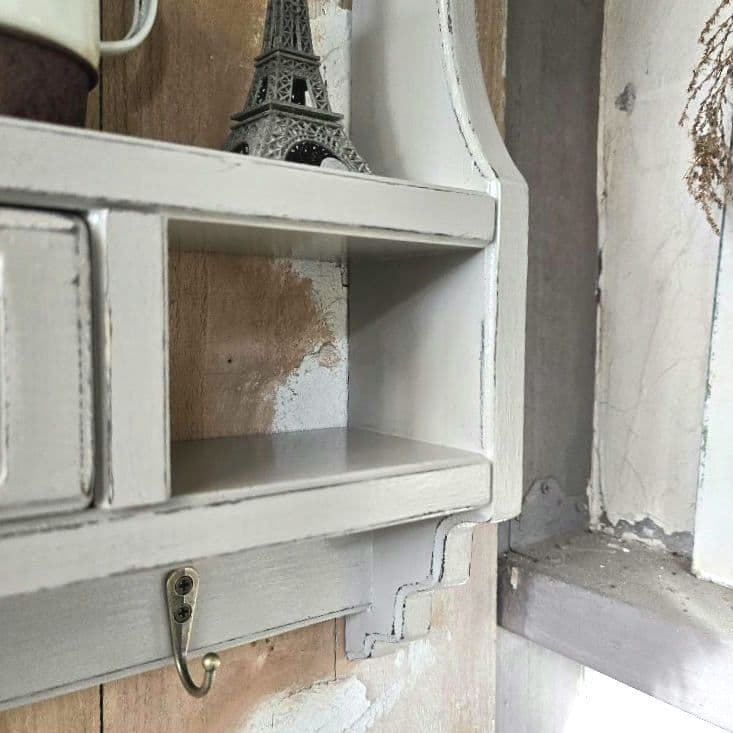 フレンチアンティークシャビー壁掛けシェルフ　ワイド542 モール ベージュ