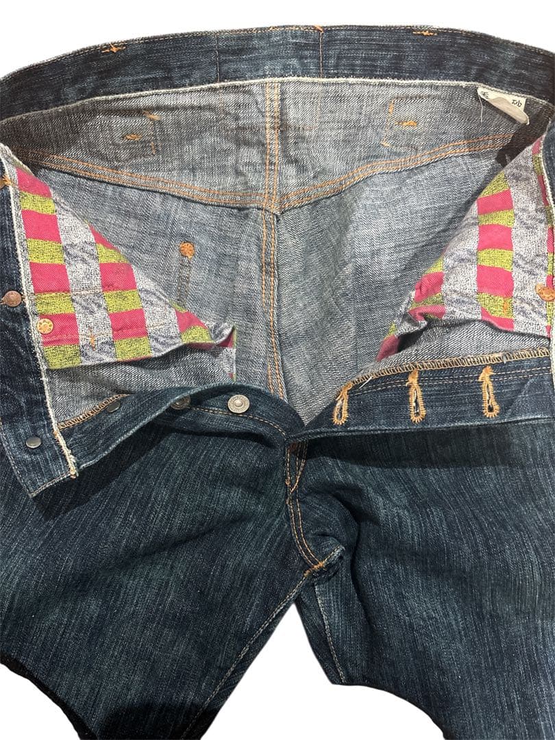 シュガーケーン　江戸藍砂糖黍製 デニム W34L34ストレートジーンズ